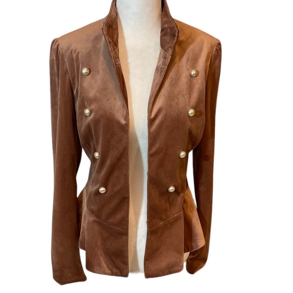 Amaryllis Velvet Peplum Jacket Blazer Pearl Buttons XS NWT